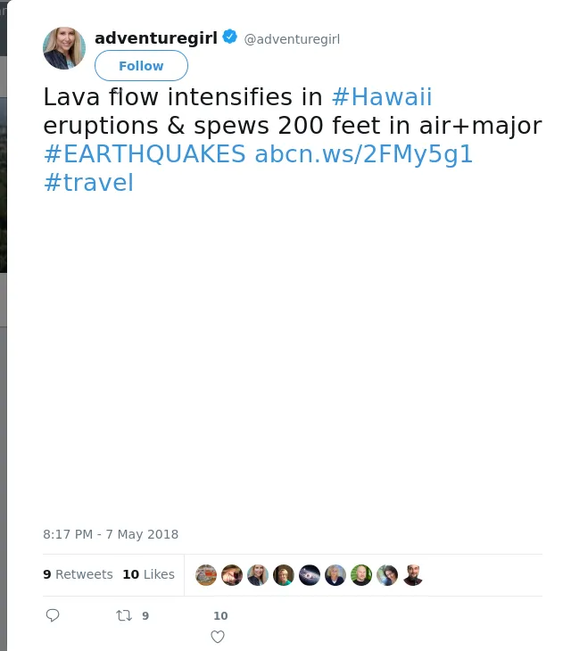 RT @adventuregirl: Lava flow intensifies in #Hawaii eruptions &amp; spews 200 feet in air+major #EARTHQUAKES