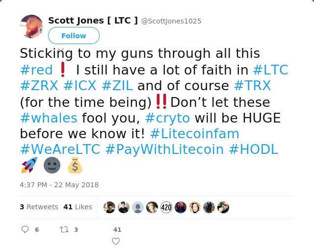 RT @ScottJones1025: Sticking to my guns through all this #red❗️ I still have a lot of faith in #LTC #ZRX #ICX #ZIL and of course #TRX (for…
