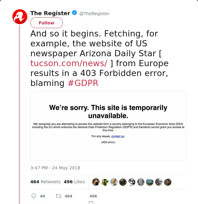RT @TheRegister: And so it begins. Fetching, for example, the website of US newspaper Arizona Daily Star [