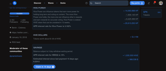Safely stored Liquid Hive in wallet: waiting HPUD