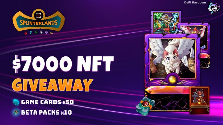 🏆🏆แคมเปญแจก NFT มูลค่า $7,000 Splinterlands 50 การ์ด และ 10 เบต้าแพ็ค