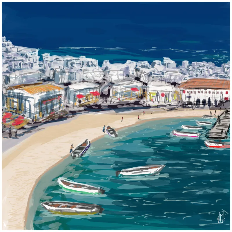 🛥⛱ Fishing boats in a mediterranean harbour ⛵️⛱