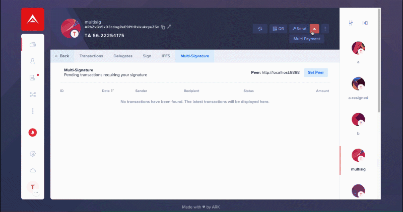 (Creating a Multipayment Transaction in ARK Desktop Wallet)