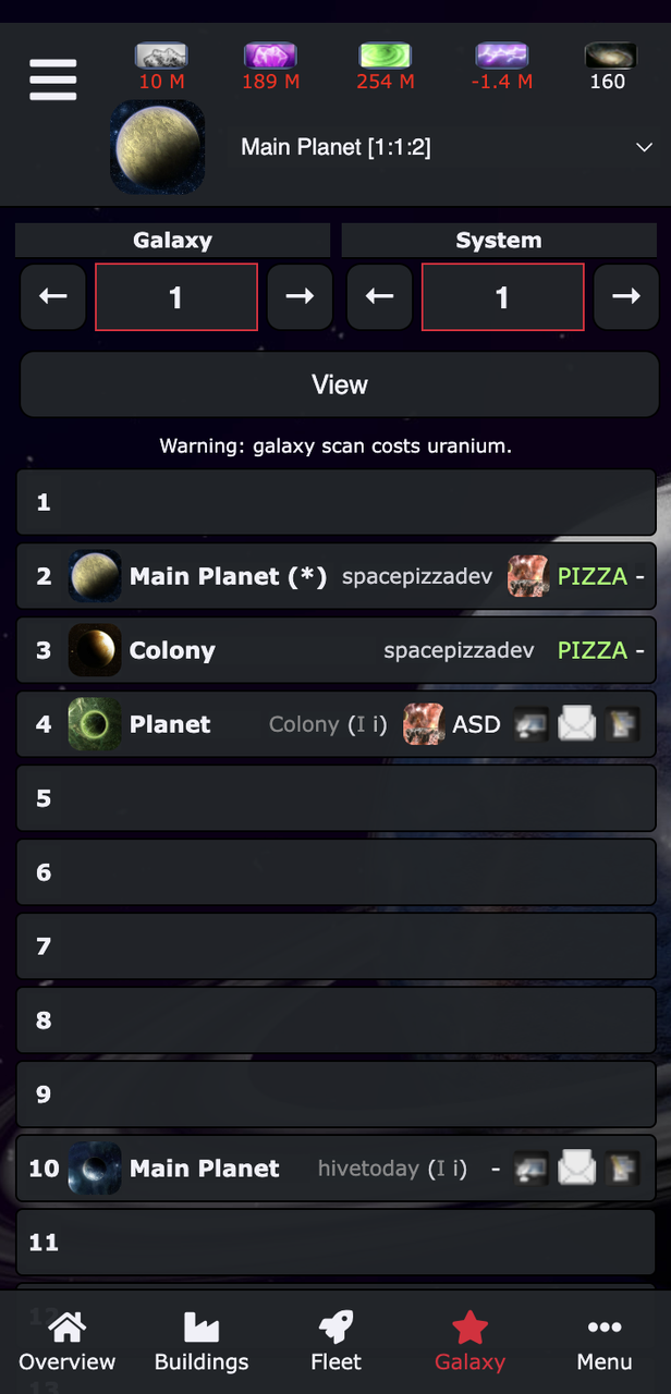 Galaxy on a narrow screen