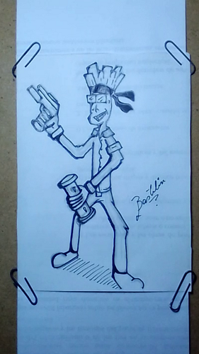 Policía alienígena. // Técnica de entintado.