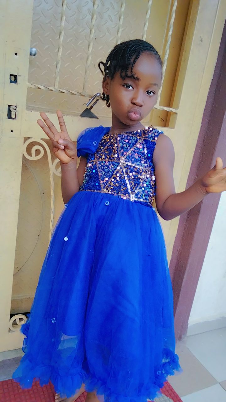 I made a blue colour church dress for my daughter.