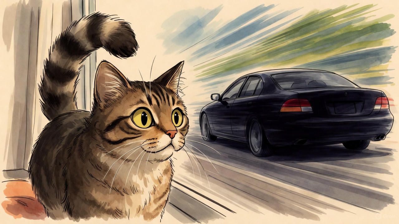 How do cats really see moving cars