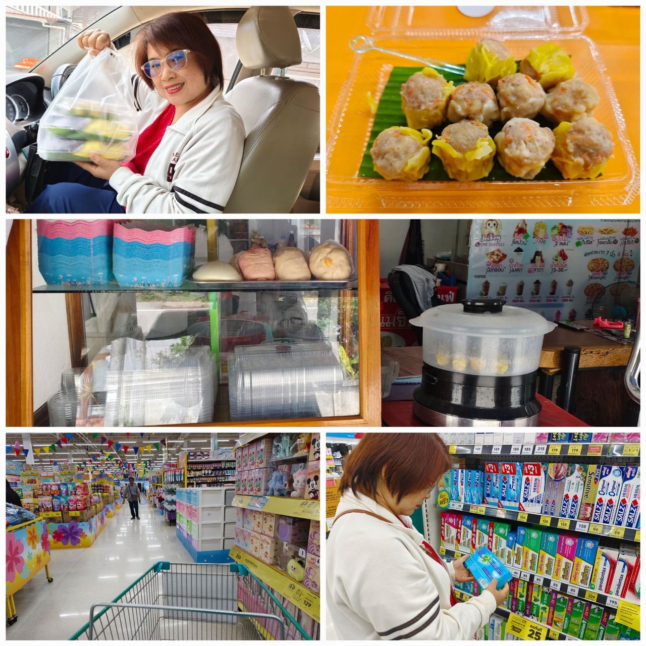 A small dim sum restaurant and simple shopping at the supermarket in downtown.