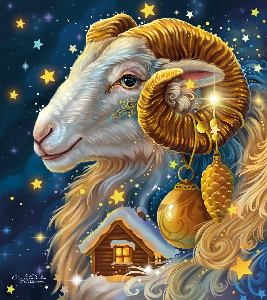 Illustration. Golden Aries. ♈️