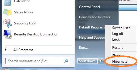 Cách bật / tắt chế độ hibernate trong Windows 7