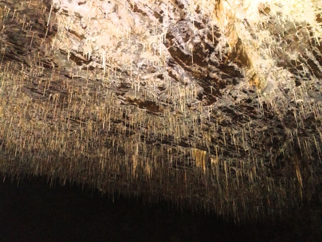 Ze stropu visí tisíce brček; Thousands of straws hang from the ceiling.