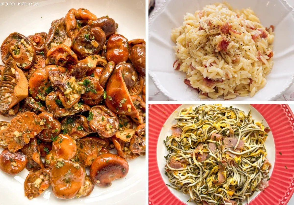 Saffron milk cap mushrooms in garlic
