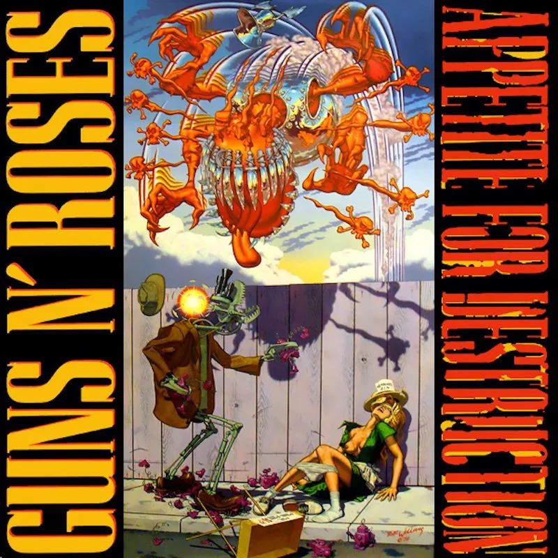 Guns N' Roses album: Appettite For Destruction. Fuente/Source: https://www.guioteca.com/los-80/10-cosas-que-seguro-no-sabias-sobre-appetite-for-destruction-el-mejor-y-mas-popular-album-de-los-guns-n-roses/