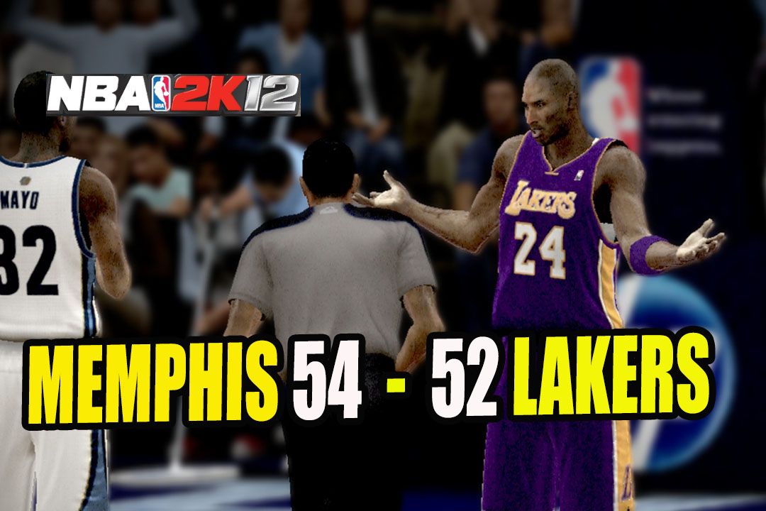 A nail-biting game in the final minutes Memphis 54 - Lakers 52 | NBA 2K12 (Eng / Esp )