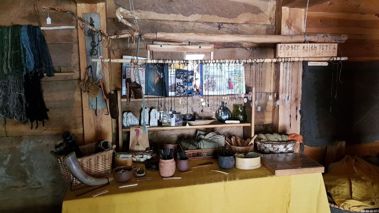 This is a small shop in the hut. I bought a book which explains where we can find runestones in Stockholm.