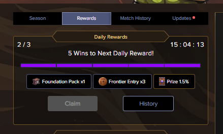 1.5% chance to hit a jackpot every 5 wins (max 3  a day