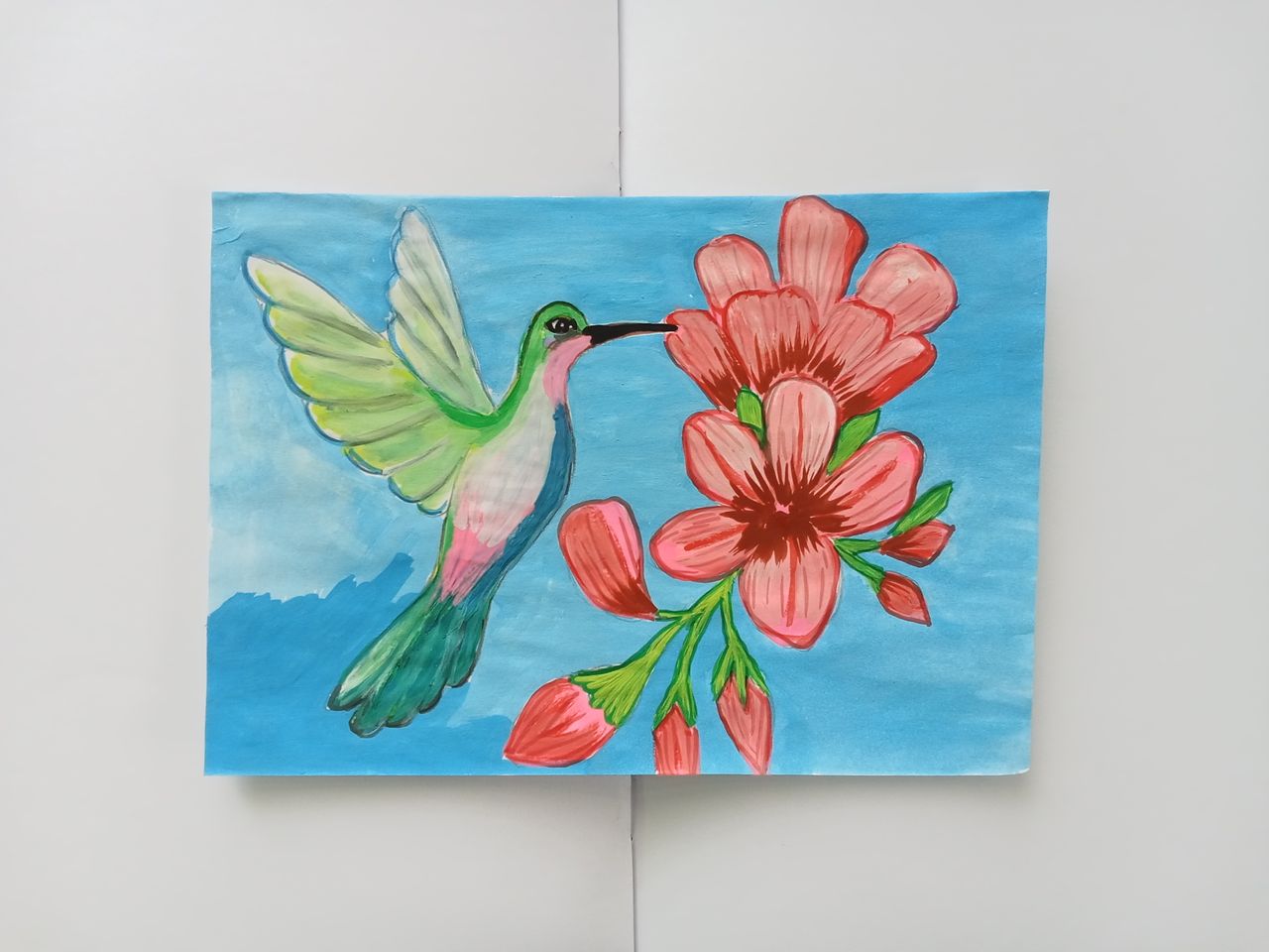Bird with Flowers Watercolor Painting