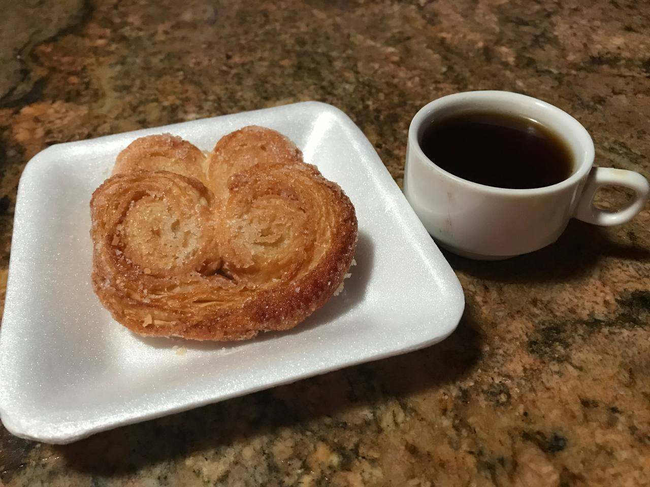 Last afternoon snack of coffee and sweets