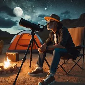 A man in a desert watching with a telescope