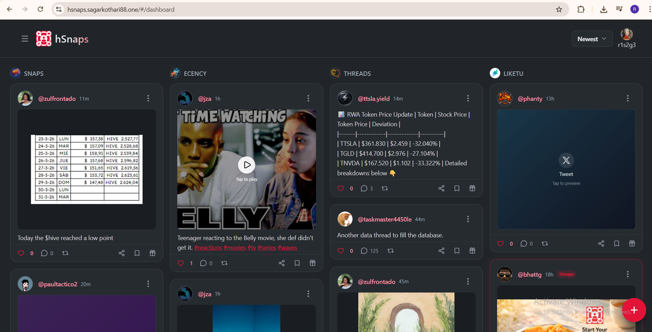 Hsnaps is an onestop app for short form of content in Hive.