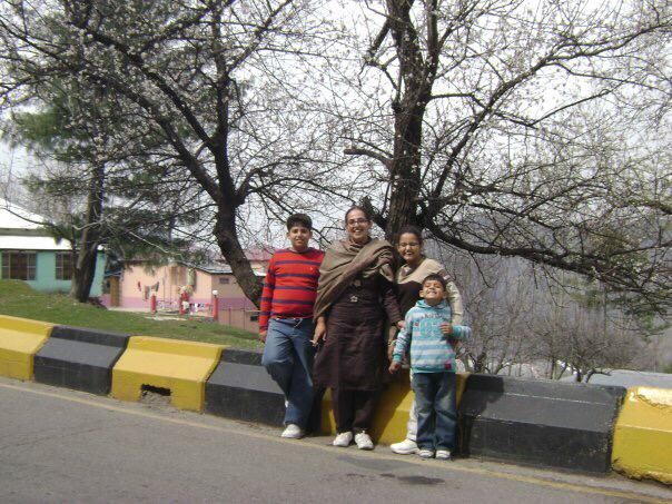 With daughter and sons